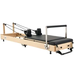 VEVOR Foldable Pilates Reformer, Wooden Pilates Workout Machine for Home Gym Studio Use, Pilates Bed with Dual Resistance- Spring & Cord, Reformer Set with Sitting Box, Up to 400 LBS