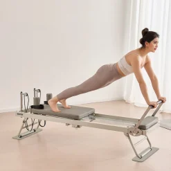 VEVOR Foldable Pilates Reformer, Pilates Workout Machine for Home Gym Studio Use, Pilates Bed with Dual Resistance- Spring & Cord, Reformer Set for Advanced Users and Beginners, Up to 400 LBS