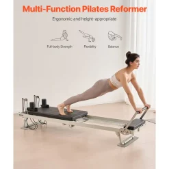 VEVOR Foldable Pilates Reformer, Pilates Workout Machine for Home Gym Studio Use, Pilates Bed with Dual Resistance- Spring & Cord, Reformer Set for Advanced Users and Beginners, Up to 400 LBS