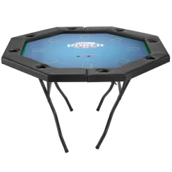 VEVOR Foldable Poker Table, 8 Player 48 in Folding Casino Leisure Table with Padded Rails & Cup Holders, Octagonal Portable Game Tables with Felt & Metal Legs, for Texas Hold'em Game and Blackjack