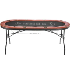 VEVOR Foldable Poker Table, 8 Player 72 in Folding Casino Leisure Table with Padded Rails and Cup Holders, Oval Portable Game Tables with Felt & Metal Legs, for Texas Hold'em Game and Blackjack