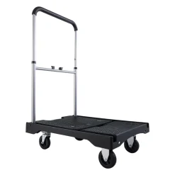 VEVOR Foldable Push Cart Dolly, 330 lbs Capacity, Folding Platform Truck with Swivel Wheels, Moving Platform Hand Truck Flatbed Cart, Adjustable Push Handle, for Easy Storage, 26.8 x 19.5 x 4.5 in