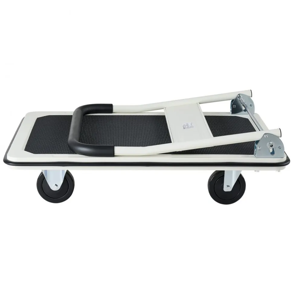 VEVOR Foldable Push Cart Dolly, 330 lbs Load Capacity, Folding Platform Truck with Swivel Wheels, Moving Platform Hand Truck Flatbed Cart, Space Saving Push Handle, for Easy Storage, 29 x 18.9 x 32.5 in