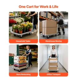 VEVOR Foldable Push Cart Dolly, 330 lbs Load Capacity, Folding Platform Truck with Swivel Wheels, Moving Platform Hand Truck Flatbed Cart, Space Saving Push Handle, for Easy Storage, 29 x 18.9 x 32.5 in