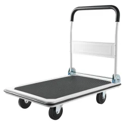 VEVOR Foldable Push Cart Dolly, 330 lbs Load Capacity, Folding Platform Truck with Swivel Wheels, Moving Platform Hand Truck Flatbed Cart, Space Saving Push Handle, for Easy Storage, 29 x 18.9 x 32.5 in