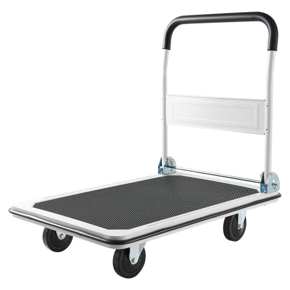 VEVOR Foldable Push Cart Dolly, 330 lbs Load Capacity, Folding Platform Truck with Swivel Wheels, Moving Platform Hand Truck Flatbed Cart, Space Saving Push Handle, for Easy Storage, 29 x 18.9 x 32.5 in