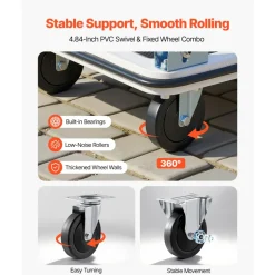 VEVOR Foldable Push Cart Dolly, 330 lbs Load Capacity, Folding Platform Truck with Swivel Wheels, Moving Platform Hand Truck Flatbed Cart, Space Saving Push Handle, for Easy Storage, 29 x 18.9 x 32.5 in