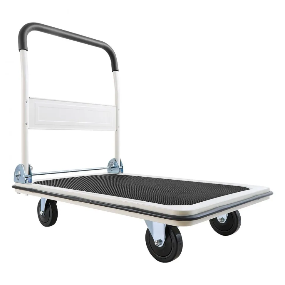 VEVOR Foldable Push Cart Dolly, 330 lbs Load Capacity, Folding Platform Truck with Swivel Wheels, Moving Platform Hand Truck Flatbed Cart, Space Saving Push Handle, for Easy Storage, 29 x 18.9 x 32.5 in