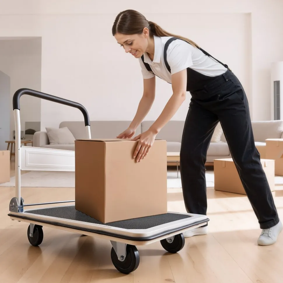 VEVOR Foldable Push Cart Dolly, 330 lbs Load Capacity, Folding Platform Truck with Swivel Wheels, Moving Platform Hand Truck Flatbed Cart, Space Saving Push Handle, for Easy Storage, 29 x 18.9 x 32.5 in