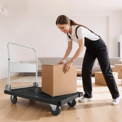 VEVOR Foldable Push Cart Dolly, 660 lbs Capacity, Folding Platform Truck with Swivel Wheels, Moving Platform Hand Truck Flatbed Cart, Space Saving Push Handle, for Easy Storage, 35.2 x 23.4 x 33.5 in