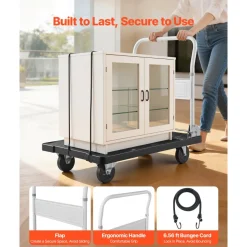 VEVOR Foldable Push Cart Dolly, 660 lbs Capacity, Folding Platform Truck with Swivel Wheels, Moving Platform Hand Truck Flatbed Cart, Space Saving Push Handle, for Easy Storage, 35.2 x 23.4 x 33.5 in