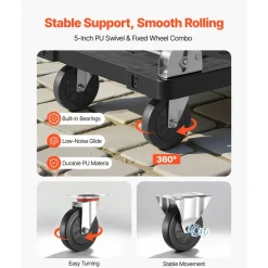 VEVOR Foldable Push Cart Dolly, 660 lbs Capacity, Folding Platform Truck with Swivel Wheels, Moving Platform Hand Truck Flatbed Cart, Space Saving Push Handle, for Easy Storage, 35.2 x 23.4 x 33.5 in