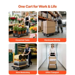 VEVOR Foldable Push Cart Dolly, 660 lbs Capacity, Folding Platform Truck with Swivel Wheels, Moving Platform Hand Truck Flatbed Cart, Space Saving Push Handle, for Easy Storage, 35.2 x 23.4 x 33.5 in