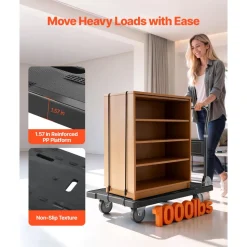 VEVOR Foldable Push Cart Dolly, 1000 lbs Capacity, Folding Platform Truck with Swivel Wheels, Moving Platform Hand Truck Flatbed Cart, Space Saving Push Handle, for Easy Storage, 35.2 x 23.4 x 33.5 in