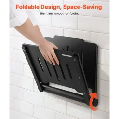 VEVOR Foldable Shower Seat Wall Mounted, 17.8