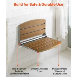 VEVOR Foldable Shower Seat Wall Mounted, 17.7