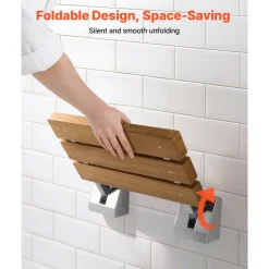 VEVOR Foldable Shower Seat Wall Mounted, 15.7