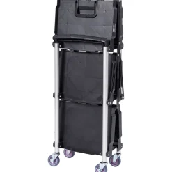 VEVOR Foldable Utility Service Cart, 3 Shelf 165LBS Heavy Duty Plastic Rolling Cart with Lockable Wheels, Ergonomic Handle, Portable Garage Tool Cart for Warehouse/Office/Home(25.62