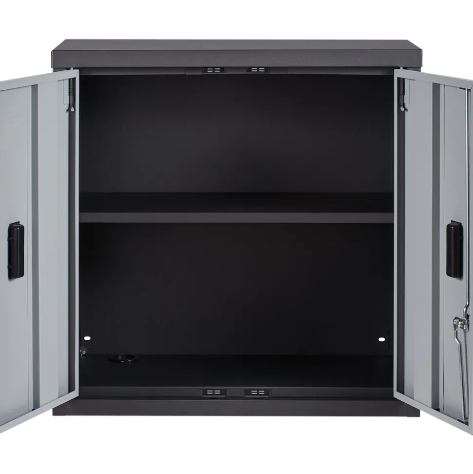 VEVOR Foldable Wall Cabinet, Metal Garage Locker Mounted 26" Small Tool Chest 240 LBS Loading Capacity Adjustable Shelf Magnetic Door File for Warehouse Office Home Black