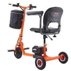 VEVOR Foldable 3 Wheel Mobility Scooter for Seniors, Portable Electric Powered Mobility Scooter with 12 Mile Long Range, All Terrain Travel Wheelchair with 48V Lithium-ion Battery, Max Support 330LBS