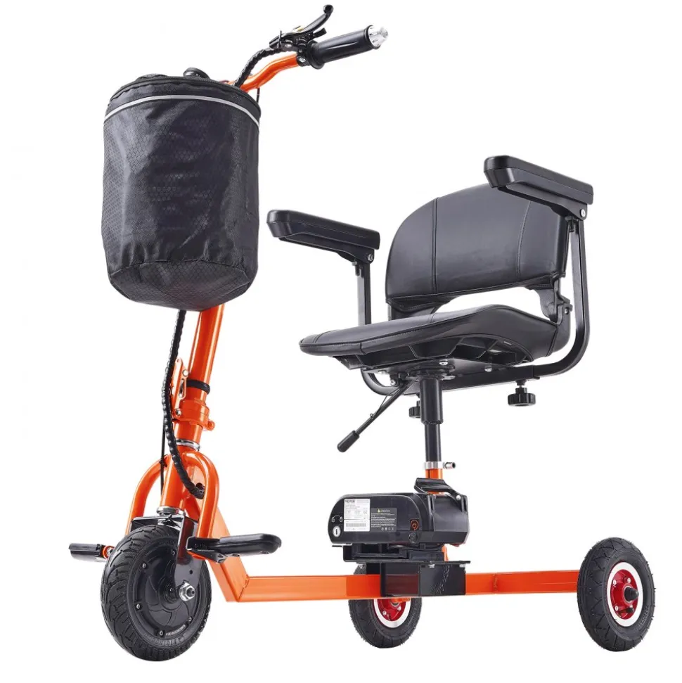 VEVOR Foldable 3 Wheel Mobility Scooter for Seniors, Portable Electric Powered Mobility Scooter with 12 Mile Long Range, All Terrain Travel Wheelchair with 48V Lithium-ion Battery, Max Support 330LBS