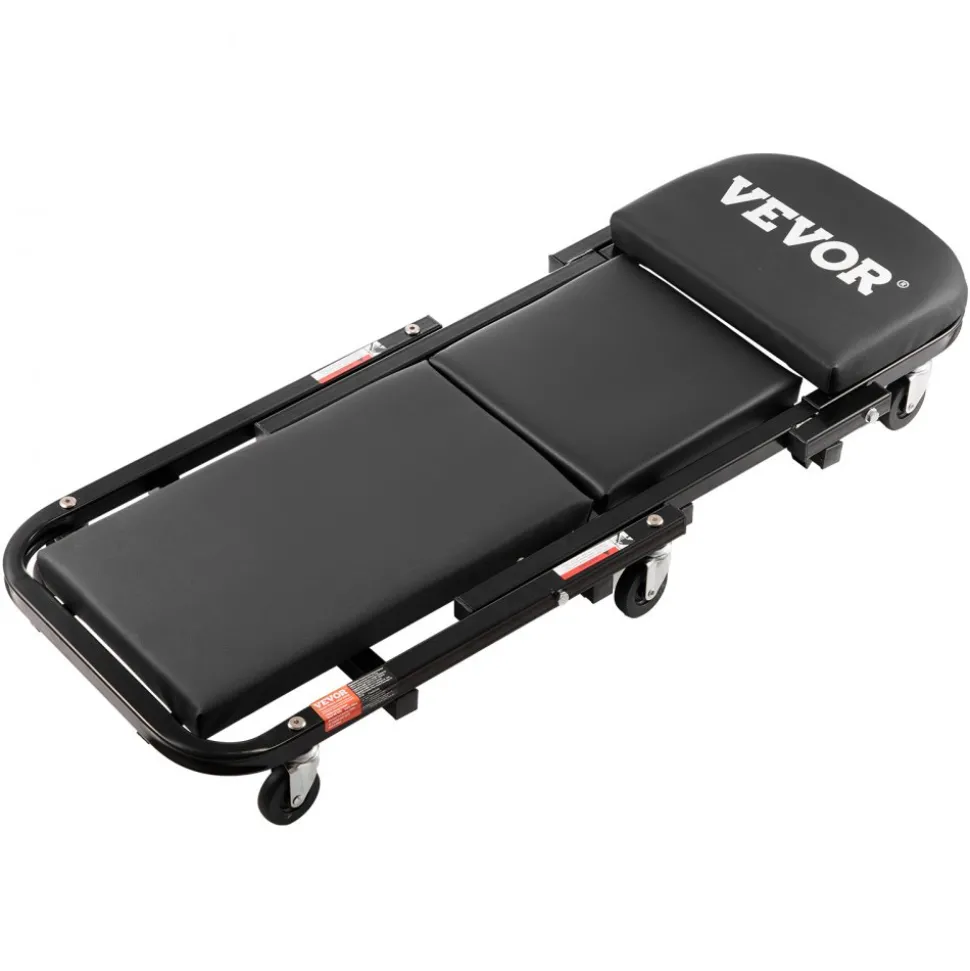 VEVOR Foldable Z Garage Creeper, 40 in, 450 lbs Load Capacity Rolling Folding Mechanic Creeper Stool, with 6 Universal Wheels Padded Seat Steel Frame, Lay Down or Sit Chair for Garage Shop or Home