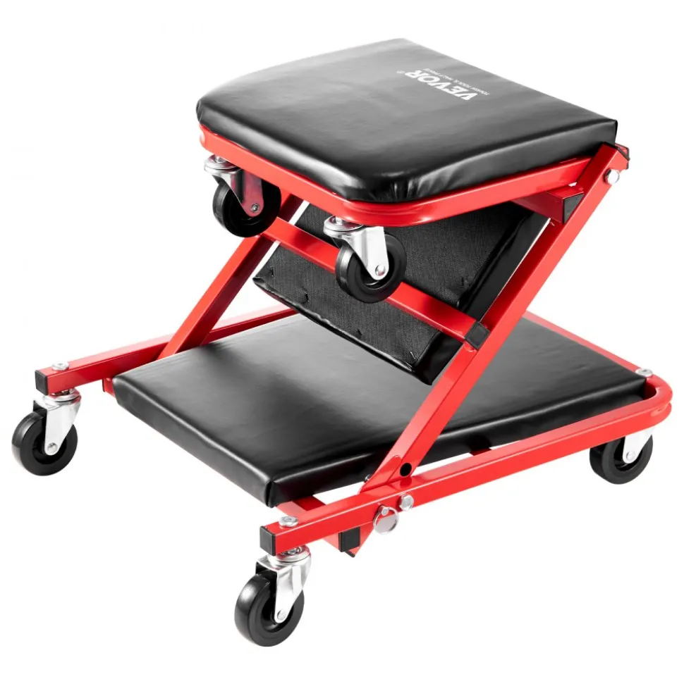 VEVOR Foldable Z Garage Creeper, 36 in, 300 lbs Load Capacity Rolling Folding Mechanic Creeper Stool, with 6 Wheels Tool Tray Padded Seat Steel Frame, Lay Down or Sit Chair for Garage Shop or Home