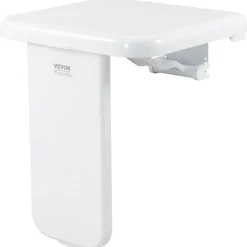 VEVOR Folding ABS Shower Seat, 15.7'' x 16.7'' Unfolded, Wall Mounted Fold Up Shower Bench with 440 lbs Load Capacity, Space Saving Fold Down Shower Chair for Seniors Pregnant Women Children Adults