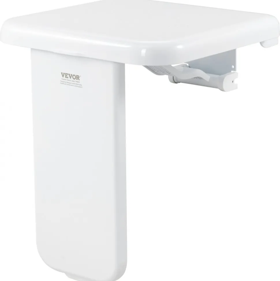 VEVOR Folding ABS Shower Seat, 15.7'' x 16.7'' Unfolded, Wall Mounted Fold Up Shower Bench with 440 lbs Load Capacity, Space Saving Fold Down Shower Chair for Seniors Pregnant Women Children Adults
