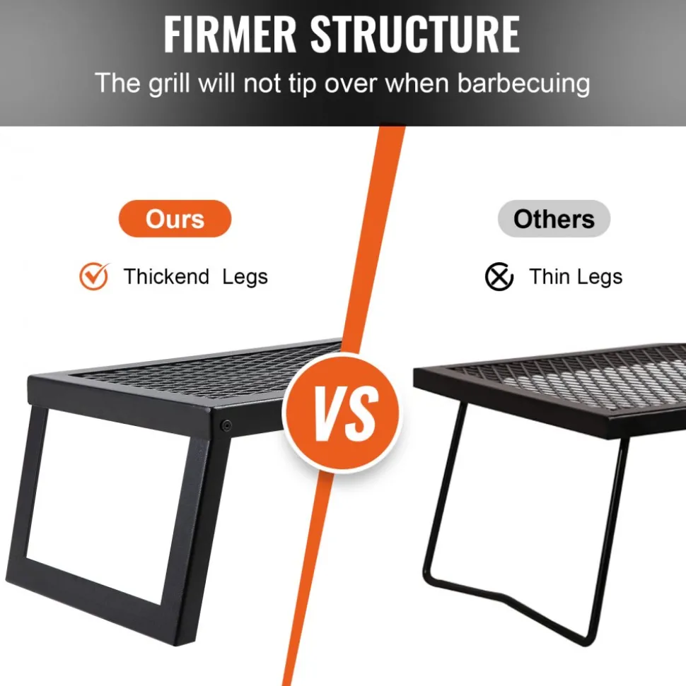 VEVOR Folding Campfire Grill, Heavy Duty Steel Mesh Grate, 18" Portable Camping Grates Over Fire Pit, Camp Fire Cooking Equipment with Legs Carrying Bag, Grilling Rack for Outdoor Open Flame Cooking