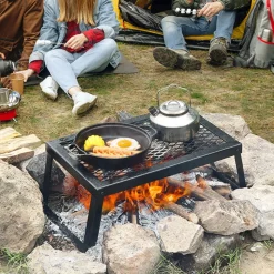 VEVOR Folding Campfire Grill, Heavy Duty Steel Mesh Grate, 18