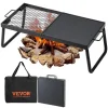 VEVOR Folding Campfire Grill, Heavy Duty Steel Mesh Grate, 22.4" Portable Camping Grates Over Fire Pit, Camp Fire Cooking Equipment with Legs Carrying Bag, Grilling Rack for Outdoor Open Flame Cooking