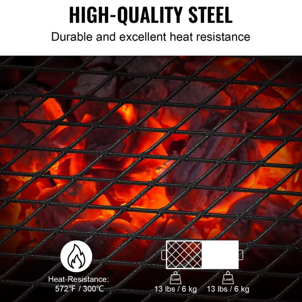 VEVOR Folding Campfire Grill, Heavy Duty Steel Mesh Grate, 22.4" Portable Camping Grates Over Fire Pit, Camp Fire Cooking Equipment with Legs Carrying Bag, Grilling Rack for Outdoor Open Flame Cooking
