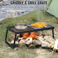 VEVOR Folding Campfire Grill, Heavy Duty Steel Mesh Grate, 22.4