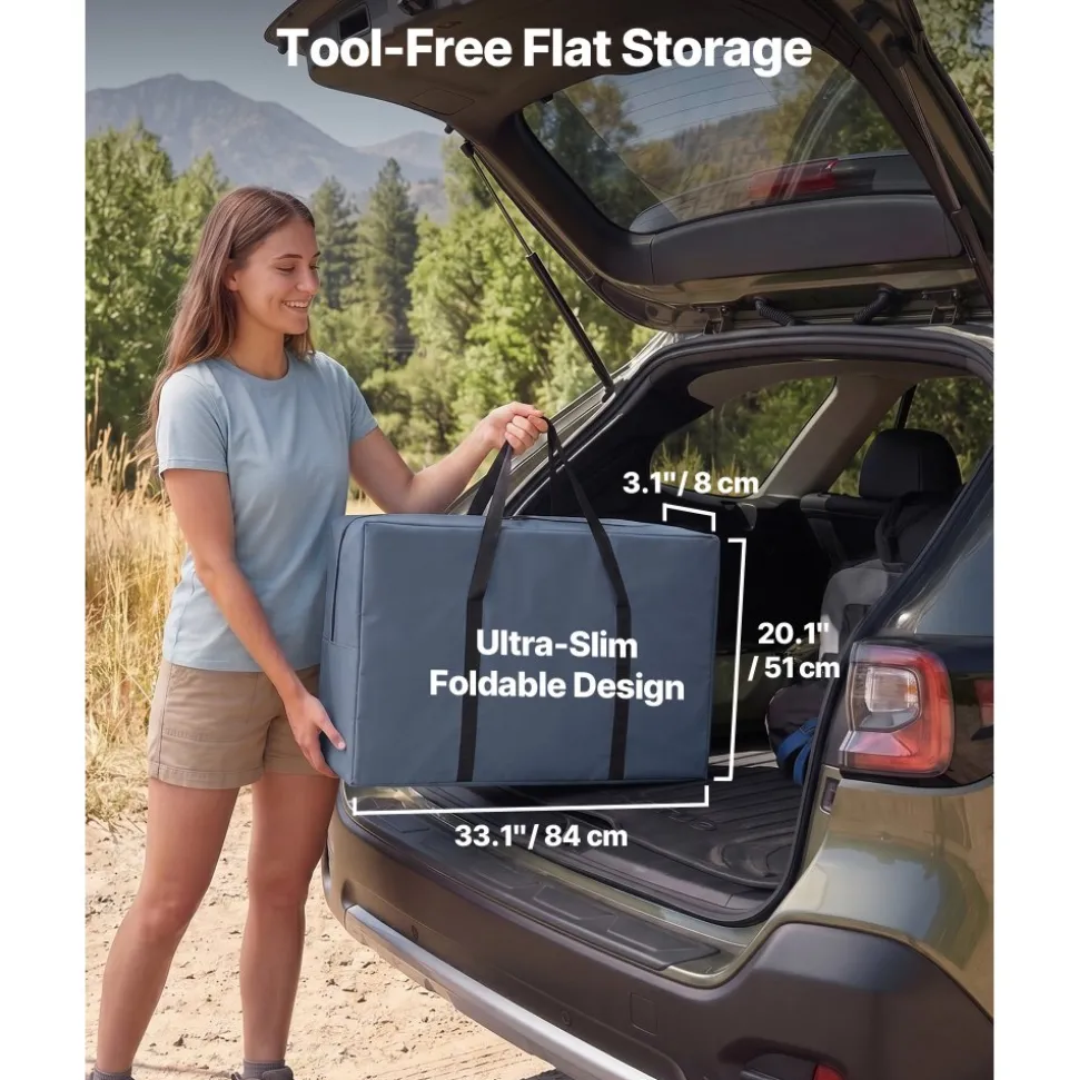 VEVOR Folding Camping Storage Cabinet, Outdoor Portable Aluminum Lightweight Table, Quick Set-up Compact Kitchen Cook Station, with 6 Shelves and Carry Bag, for Picnic, BBQ, Camping, RV Traveling