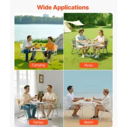 VEVOR Folding Camping Table, Portable Roll Up Side Tables, Small Lightweight Aluminum Beach Table, Compact with Carry Bag, for Outdoor Cooking, Tailgating, Grilling, Picnic, Travel, Silver