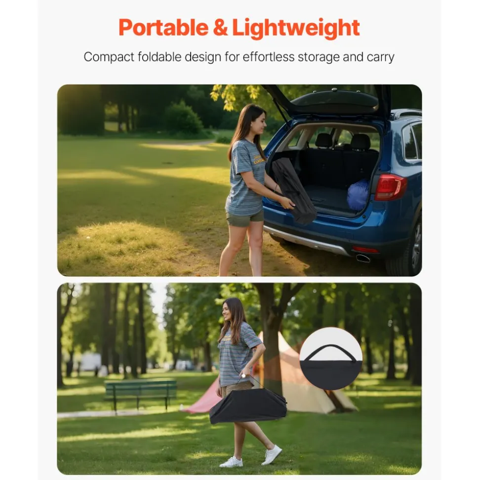 VEVOR Folding Camping Table, Portable Roll Up Side Tables, Small Lightweight Aluminum Beach Table, Compact with Carry Bag, for Outdoor Cooking, Tailgating, Grilling, Picnic, Travel, Silver