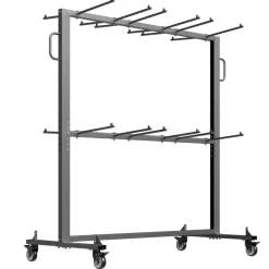 VEVOR Folding Chair Rack, 800 LBS Capacity, Heavy-duty Chair Cart for 84 Chairs/ 12 Tables+42 Chairs, Dual-layer Chair Storage Dolly with Rubber Wheels and Holders, Large Chair Holder, Matte Black