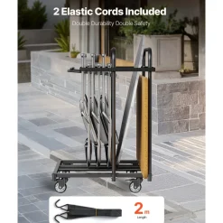 VEVOR Folding Chair Rack, 400 LBS Capacity, Heavy-duty Chair Cart for 5 Tables+14 Chairs, Chair Storage Dolly Chair Holder w/ Swivel Casters and Locking Wheels,for Party Event,Hotel, Matte Black