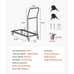 VEVOR Folding Chair Rack, 300 LBS Capacity, L-shape Horizontal Placement Chair Cart for 25 Chairs, Heavy-duty Metal Chair Storage Dolly with Rubber Wheels and Holders, Large Chair Holder, Matte Black
