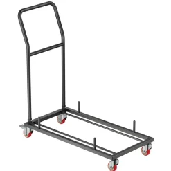VEVOR Folding Chair Rack, 300 LBS Capacity, L-shape Horizontal Placement Chair Cart for 25 Chairs, Heavy-duty Metal Chair Storage Dolly with Rubber Wheels and Holders, Large Chair Holder, Matte Black