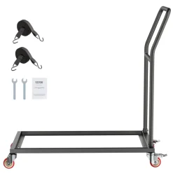 VEVOR Folding Chair Rack, 300 LBS Capacity, L-shape Vertical Placement Chair Cart for 25 Chairs, Heavy-duty Metal Chair Storage Dolly with Rubber Wheels, Multi-Function Chair Holder, Matte Black