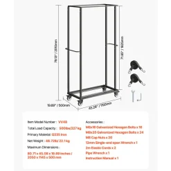 VEVOR Folding Chair Rack, 500 LBS Capacity, Heavy-duty Chair Cart for 60 Chairs, Metal Chair Storage Dolly Chair Holder with Swivel Casters and Locking Wheels, for Party Event,Hotel,Matte Black