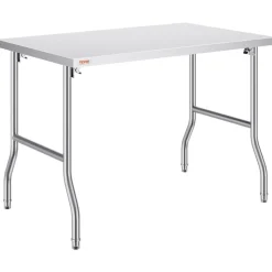 VEVOR Folding Commercial Prep Table, 48 x 30 Inch Commercial Worktable Workstation, Heavy-duty Stainless Steel Folding Table with 300 lbs Load, Kitchen Work Table, for Home Kitchen Restaurant Garage