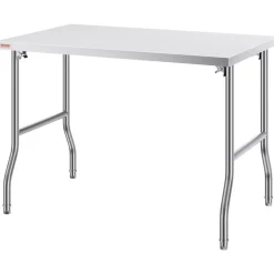 VEVOR Folding Commercial Prep Table, 48 x 30 Inch Commercial Worktable Workstation, Heavy-duty Stainless Steel Folding Table with 300 lbs Load, Kitchen Work Table, for Home Kitchen Restaurant Garage