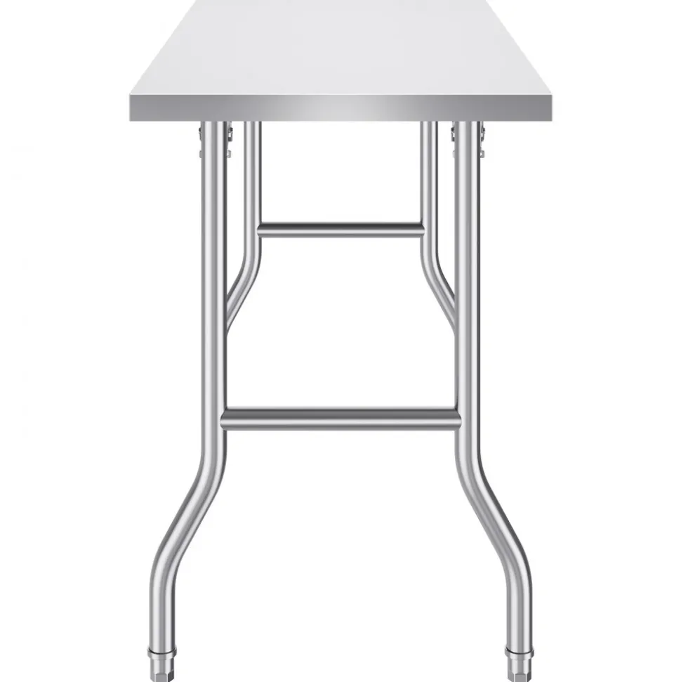 VEVOR Folding Commercial Prep Table, 48 x 24 Inch Commercial Worktable Workstation, Heavy-duty Stainless Steel Folding Table with 300 lbs Load, Kitchen Work Table, for Home Kitchen Restaurant Garage