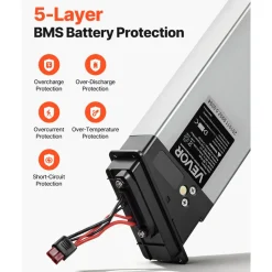 VEVOR Folding Ebike Battery, 48V 10.4Ah Electric Bike Lithium Battery Pack with BMS, 3A Charger, Lock for 1000W E-Bike Motor, Detachable Electric Bicycle Replacement Kit with Handle & Discharge Socket