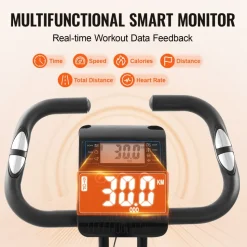 VEVOR Folding Exercise Bike, Foldable Fitness Stationary Bike, Adjustable Magnetic Resistance Stationary Bike, Upright Indoor Cycling Bike for Home Gym Workout, Comfortable Seat Cushion, LCD Monitor