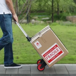 VEVOR Folding Hand Truck and Dolly, 176 lbs Capacity, Aluminum Foldable Cart, Heavy-Duty Luggage Trolley Cart with Telescoping Handle and PP+TPR Wheels for Home, Office, Shopping, Travel