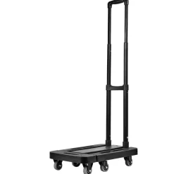 VEVOR Folding Hand Truck, 500 lbs Load Capacity, Collapsible Luggage Cart with 6 Wheels, 2 Elastic Ropes & Expandable Base, Utility Dolly Platform Cart for Airport Travel Luggage Office Moving, Black